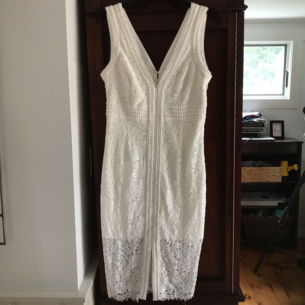 Bardot White Lace Midi Dress